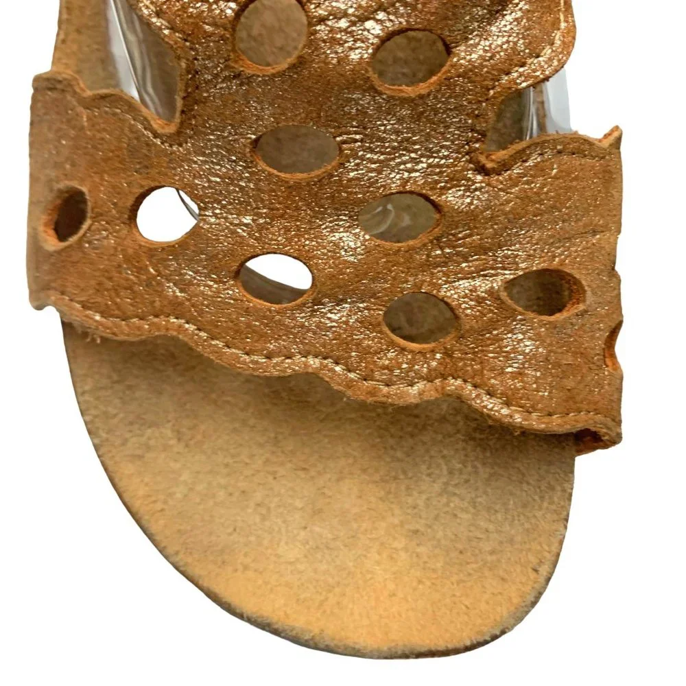 THINK! Mizzi Frosted‎ Leather T Strap Cut Out Buckle Sandals